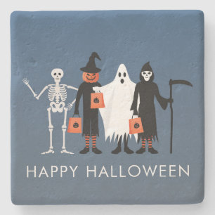 Posavasos De Piedra Trick or Treaters Halloween en español
