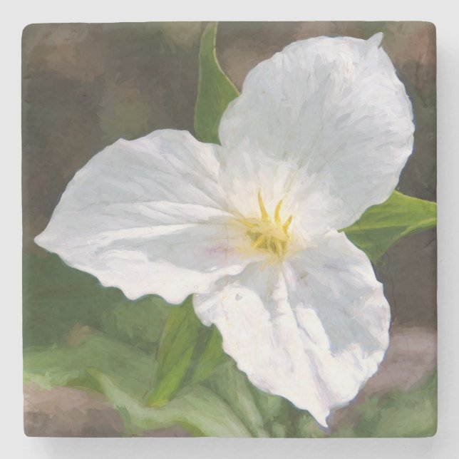 Posavasos De Piedra Trillium blanco (Anverso)
