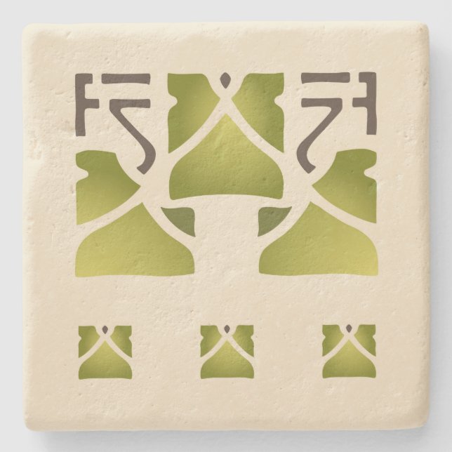 Posavasos De Piedra "Trío adoptivo de la hoja " de Helen (Anverso)