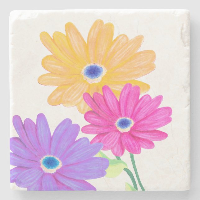 Posavasos De Piedra Trio of Joy: Bright Floral  (Anverso)