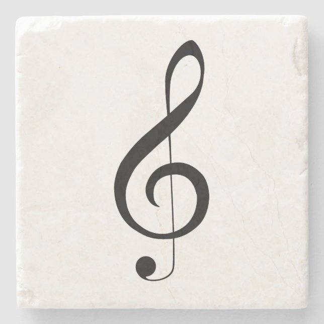 Posavasos De Piedra Triple Clef Musical Note, (Anverso)