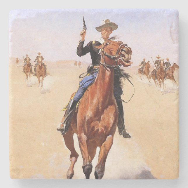 Posavasos De Piedra Trooper of the Plains (Cowboy Horse Rider) (Anverso)