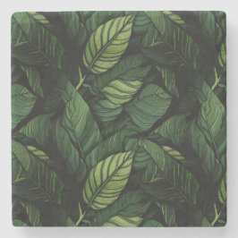 Posavasos De Piedra Tropical Green Leaves  Housewarming Gift