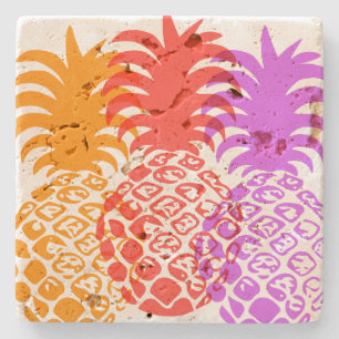 Posavasos De Piedra Tropical Hawaiano de Momona Pineapple