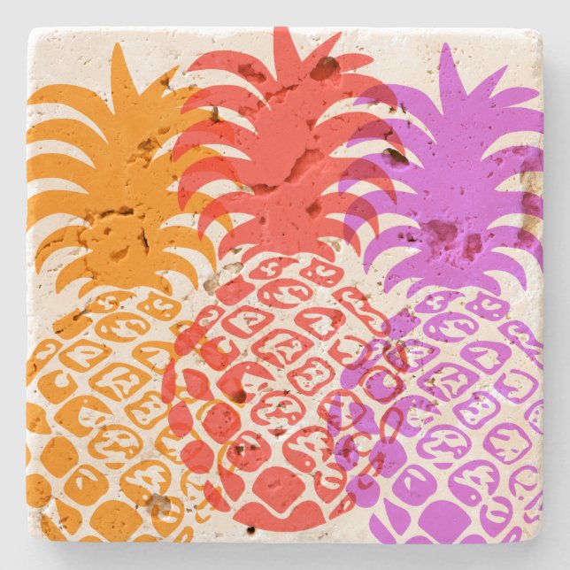 Posavasos De Piedra Tropical Hawaiano de Momona Pineapple (Anverso)