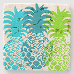 Posavasos De Piedra Tropical Hawaiano de Momona Pineapple