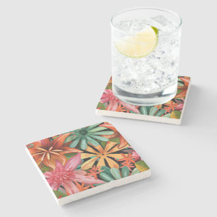 Posavasos De Piedra tropical/hawaiano/floral/floral