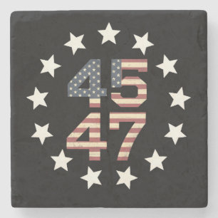 Posavasos De Piedra Trump 45 47 Estrellas Vintage USA Bandera American