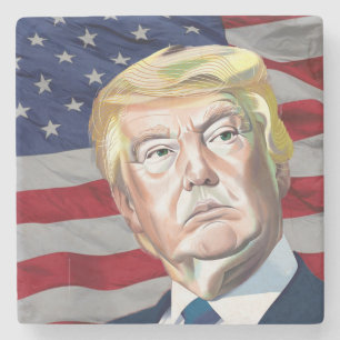 Posavasos De Piedra Trump, 45° presidente de Estados Unidos - Regalo