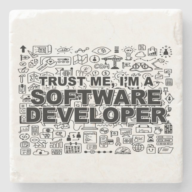 Posavasos De Piedra Trust Me soy un desarrollador de software (Anverso)