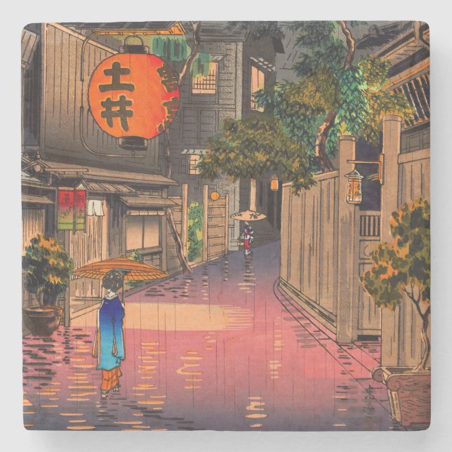 Posavasos De Piedra Tsuchiya Koitsu - Noche en Ushigome (Anverso)