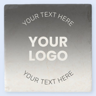 Posavasos De Piedra Tu Logo Gradiente Negro y Blanco Editable Modern