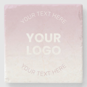 Posavasos De Piedra Tu Logo   Moderno Ombre Rosa Polvo y Blanco