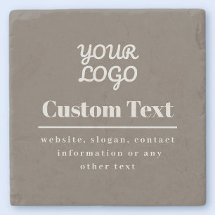 Posavasos De Piedra Tu logo retro-moderno moderno beige y gris claro
