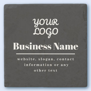 Posavasos De Piedra Tu logo retro-moderno negro y blanco