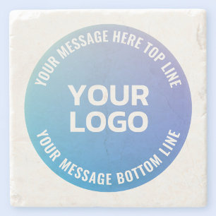 Posavasos De Piedra Tu Logotipo Ómbre de Azul a Morado y Texto Circu
