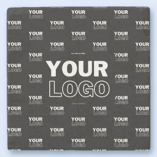 Posavasos De Piedra Tu logotipo y fondo Logotipo repetido Negro