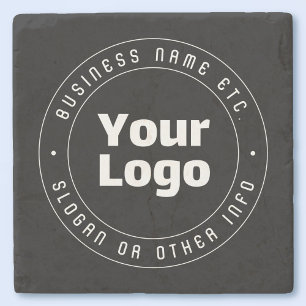 Posavasos De Piedra Tu logotipo y plantilla de texto editable Negro