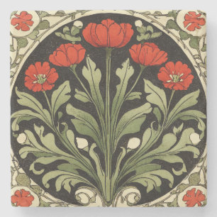 Posavasos De Piedra Tulipán rojo Art Nouveau