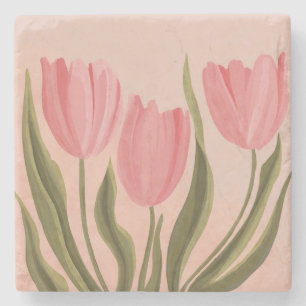 Posavasos De Piedra Tulipanes rosados de Bonito pintoresca
