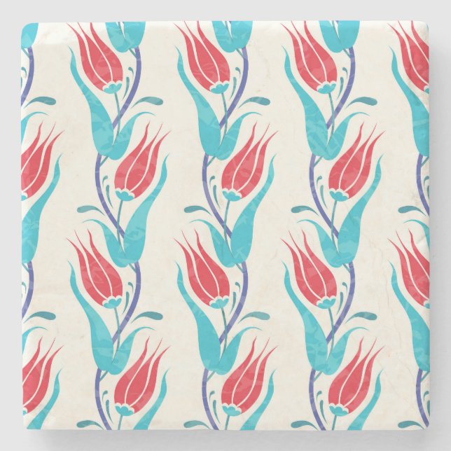 Posavasos De Piedra Tulipanes Turcos: Motif Tradicional sin Mar. (Anverso)