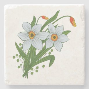 Posavasos De Piedra Tulipanes y flores de narcisos