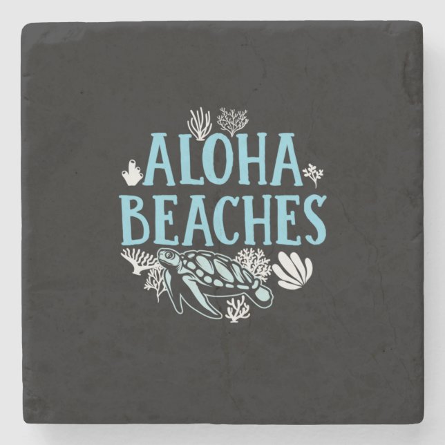 Posavasos De Piedra Turtle Lover | Playas de Aloha (Anverso)