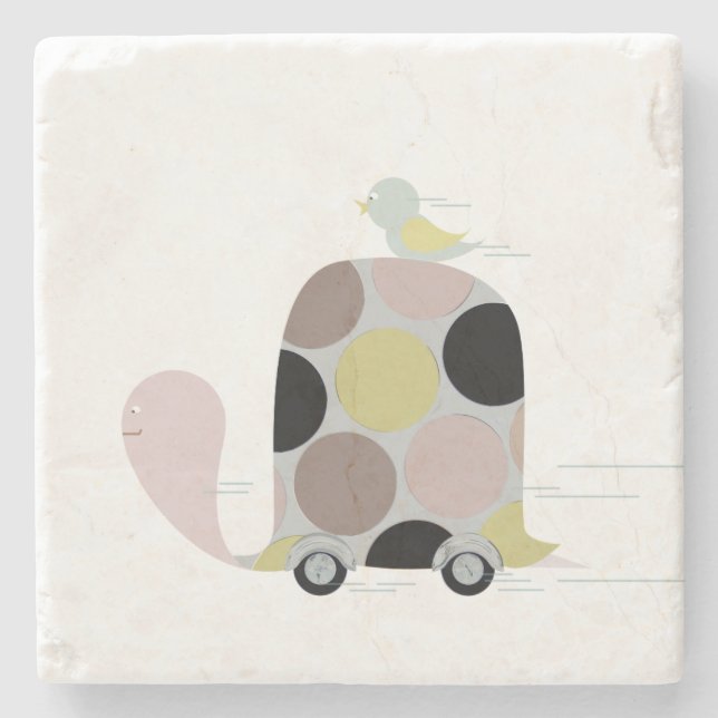 Posavasos De Piedra Tweeter sobre una tortuga (Anverso)