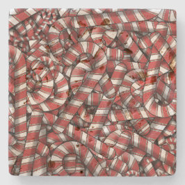 Posavasos De Piedra Twided Red Striped Abstract Candy Canes