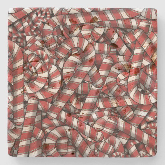 Posavasos De Piedra Twided Red Striped Abstract Candy Canes (Anverso)