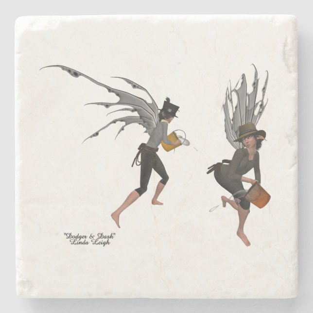 Posavasos De Piedra Twin Boy Rain Faeries Monstruo de Piedra (Anverso)