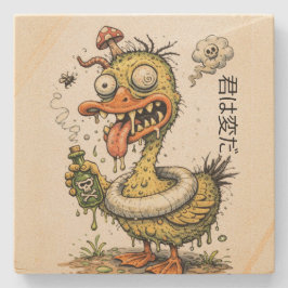 Posavasos De Piedra Ugly drunk duck monster Funny cartoon artwork