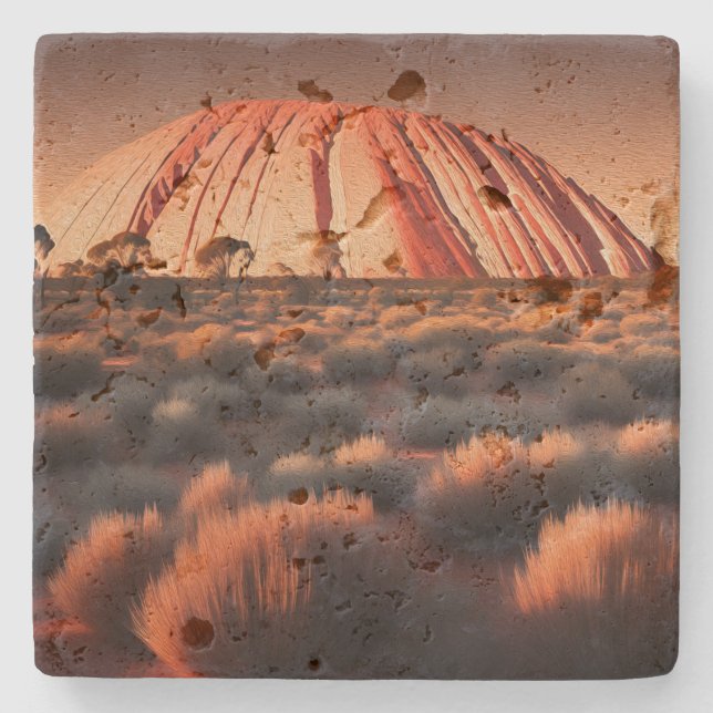 Posavasos De Piedra Uluru "Ayers Rock" Australia Petróleo pintura, (Anverso)