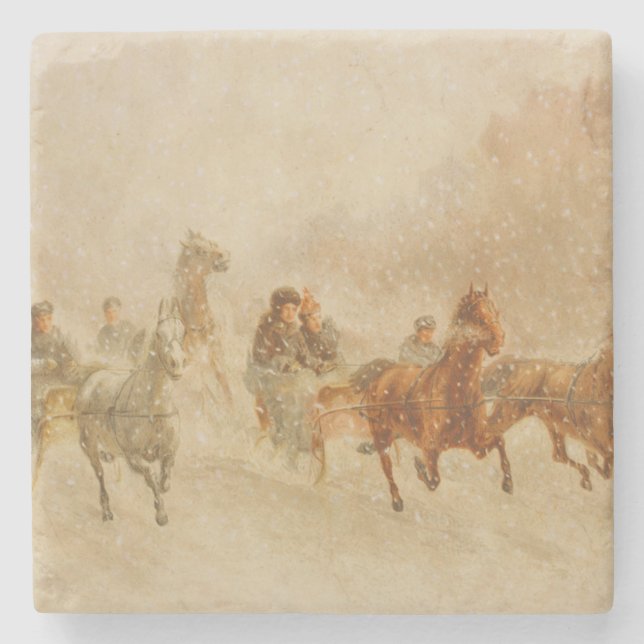 Posavasos De Piedra Un caballo abierto Navidades de carreras (Anverso)