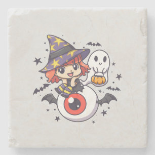 Posavasos De Piedra Un chico brujo para Halloween