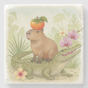 Posavasos De Piedra Un croc y un carro