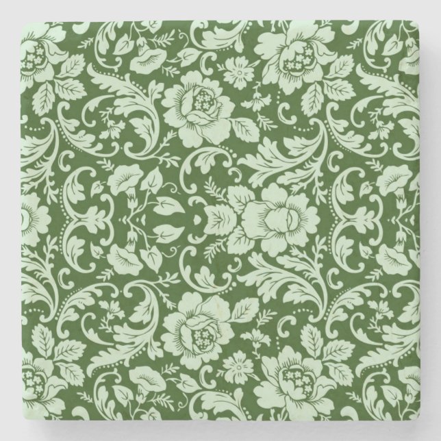 Posavasos De Piedra Un damasco floral antiguo (Anverso)