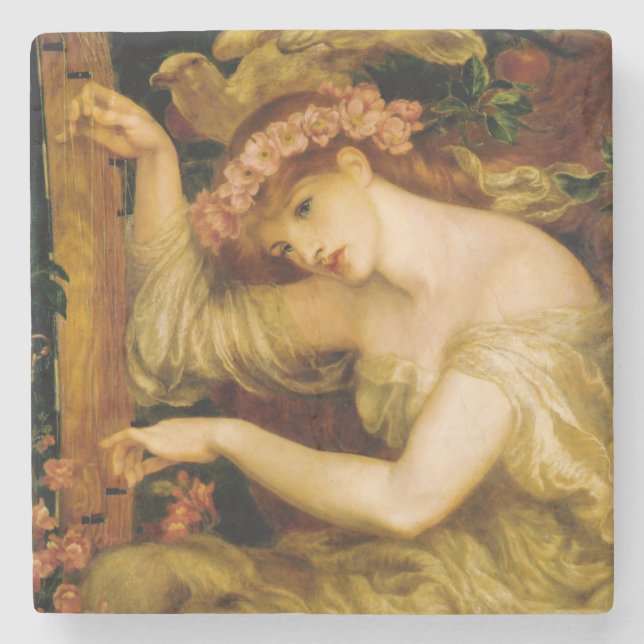Posavasos De Piedra Un derrame de mar (por Dante Gabriel Rossetti) (Anverso)