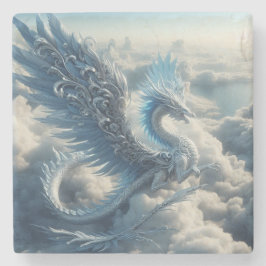Posavasos De Piedra Un dragón impresionante rodeado de nubes