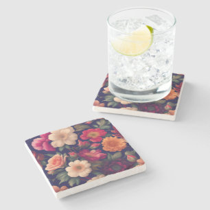 Posavasos De Piedra Un papel pintado con un patrón floral