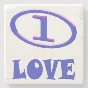 Posavasos De Piedra Un patrón de arte de amor con un toque azul de mor