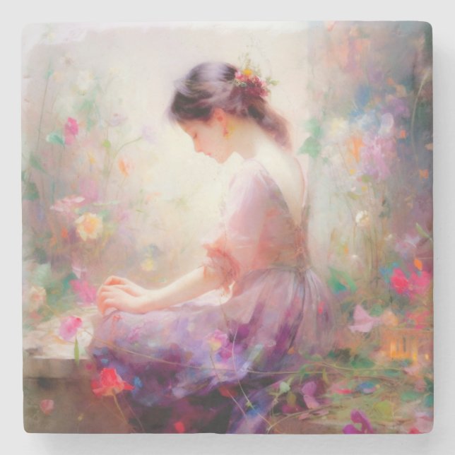 Posavasos De Piedra Un sueño de Dios de flores (Anverso)