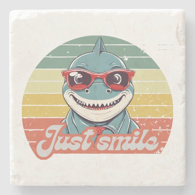 Posavasos De Piedra Un tiburón gracioso te invita a sonreír (Anverso)