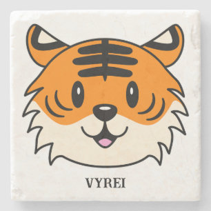 Posavasos De Piedra Un tigre Personalizado sonriente y agudo