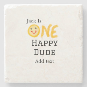 Posavasos De Piedra Un tipo feliz 1er feliz cumpleaños sonriente amari
