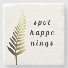 Posavasos De Piedra Un vector de hoja de helecho dorado