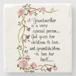 Posavasos De Piedra Una abuela es una persona especial Floral texto Ad