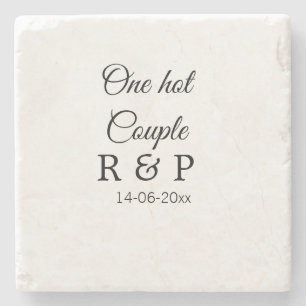 Posavasos De Piedra Una letra inicial de nombre de pareja de texto de
