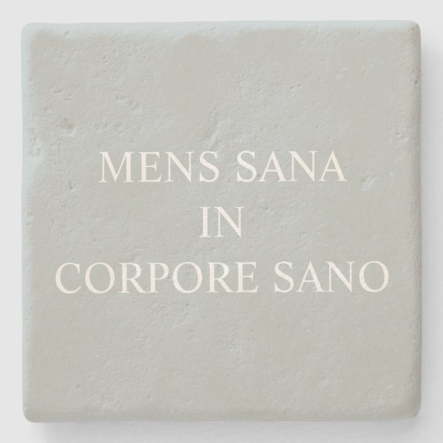 Posavasos De Piedra Una Mente Sana En Un Gris Latino De Cuerpo Sano (Anverso)