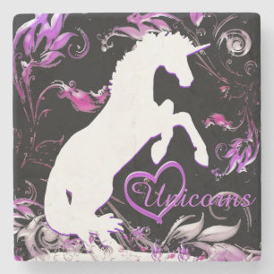 Posavasos De Piedra Unicornio blanco V (Splash colorido)